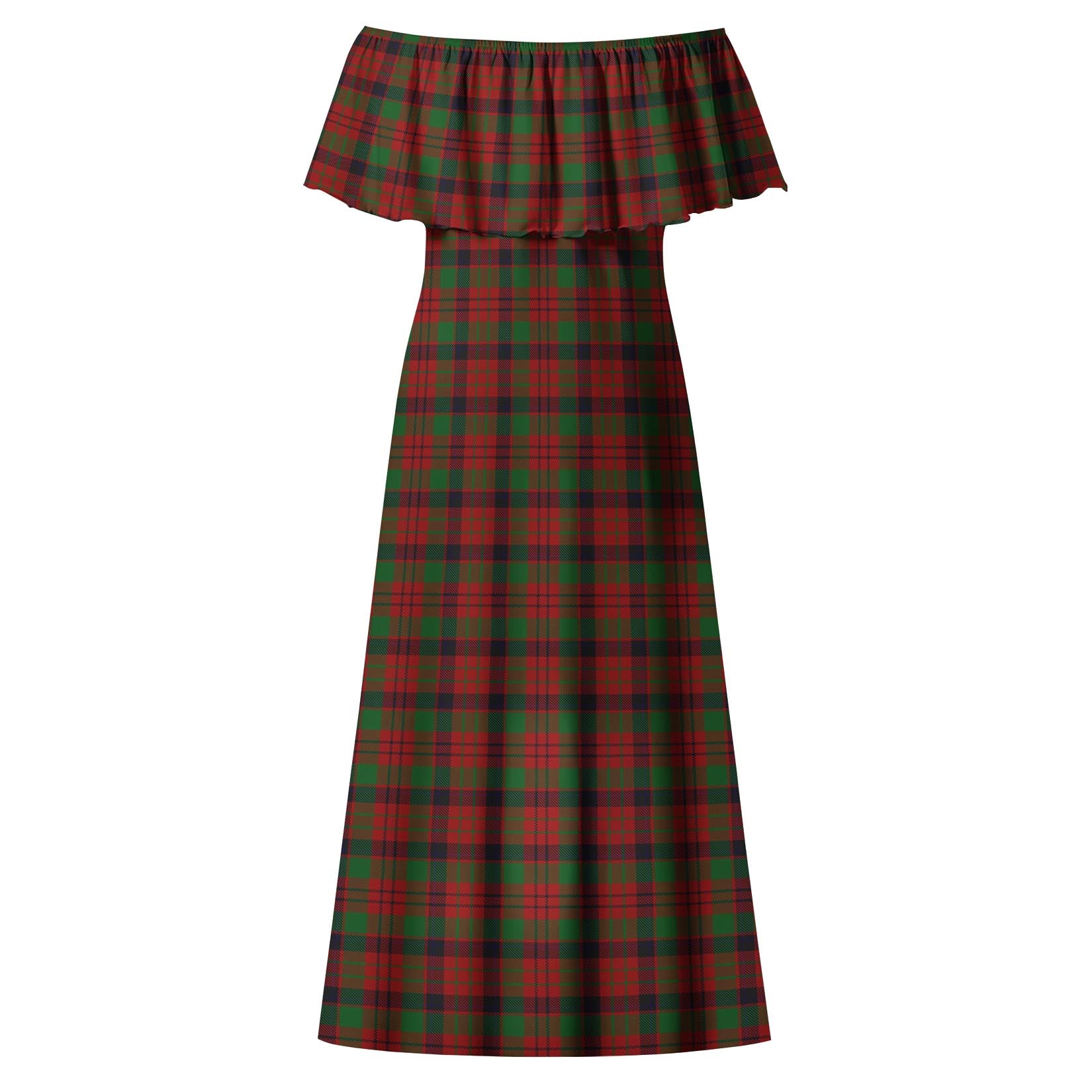 MacNicol Tartan Off Shoulder Long Dress - Tartanvibesclothing