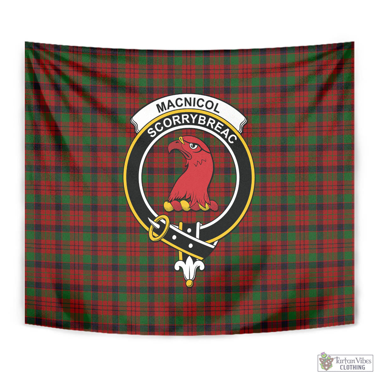 Tartan Vibes Clothing MacNicol Tartan Tapestry Wall Hanging and Home Decor for Room with Family Crest