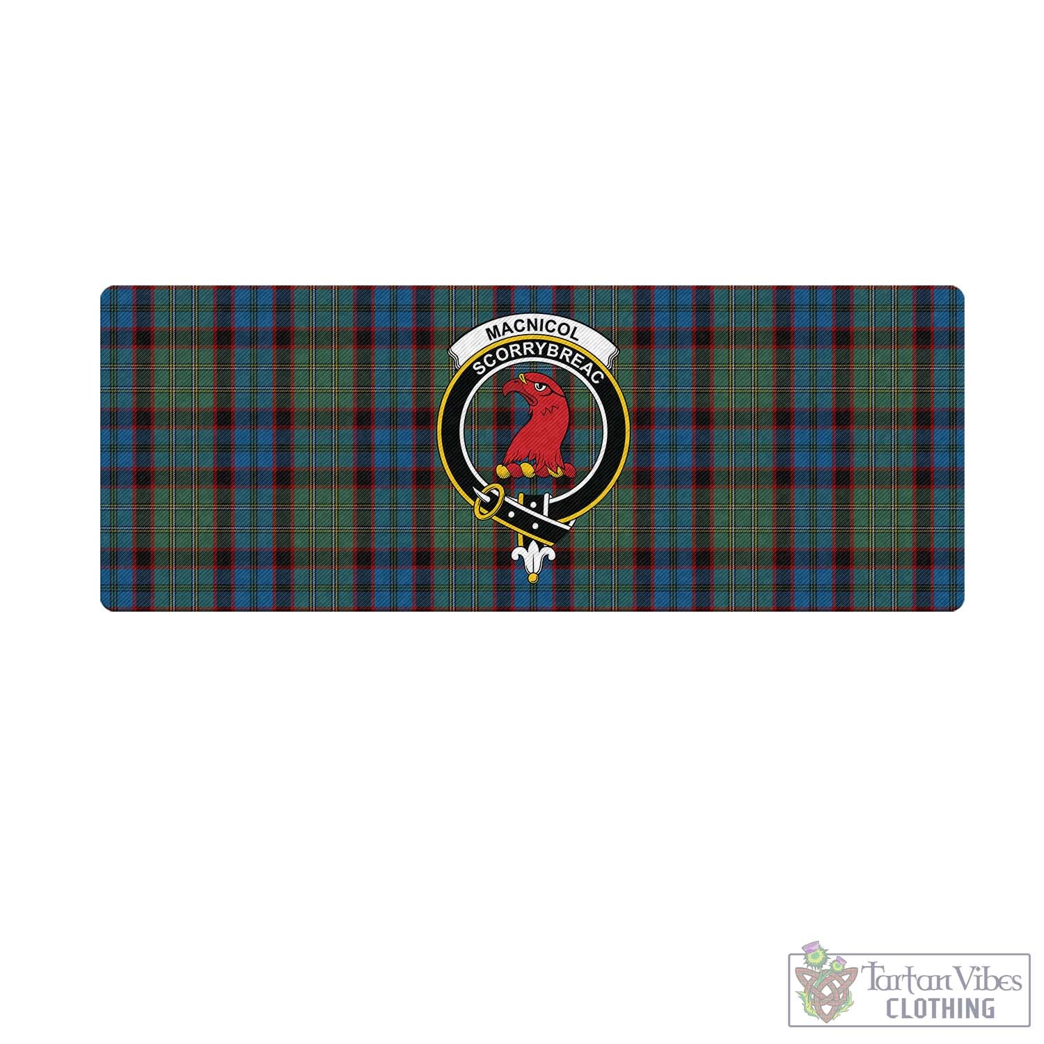 Tartan Vibes Clothing MacNicol Hunting Tartan Mouse Pad with Family Crest