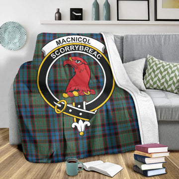 MacNicol Hunting Tartan Blanket with Family Crest