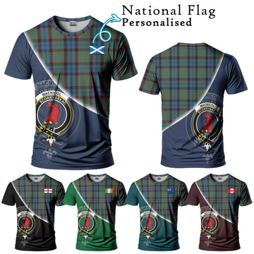 MacNicol Hunting Tartan T-Shirt with Personalised National Flag and Family Crest Half Style