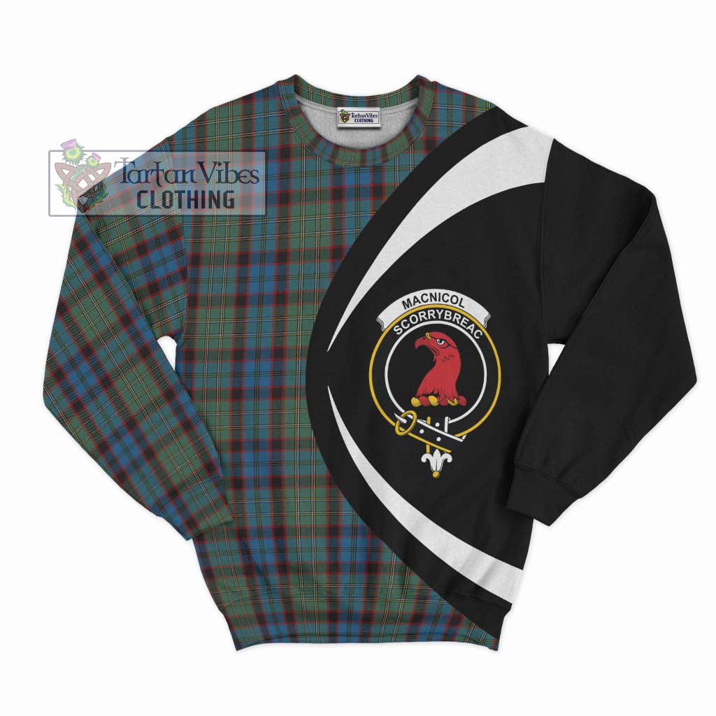 MacNicol Hunting Tartan Sweatshirt with Family Crest Circle Style Unisex - Tartan Vibes Clothing