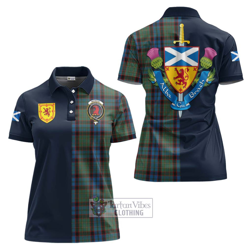 Tartan Vibes Clothing MacNicol Hunting Tartan Women's Polo Shirt with Scottish Lion Royal Arm Half Style