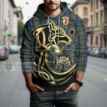 MacNicol Hunting Tartan Hoodie with Family Crest Celtic Wolf Style