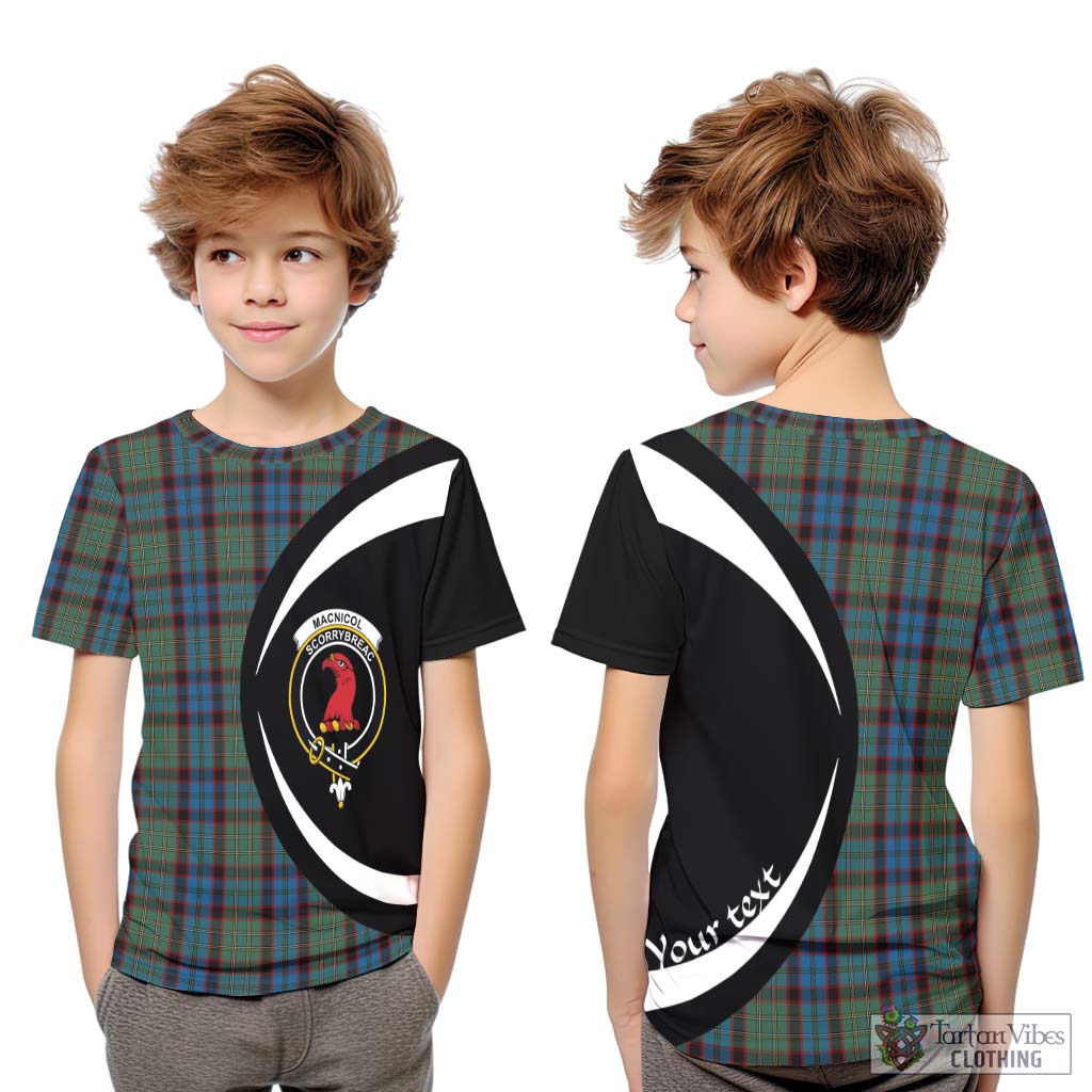 MacNicol Hunting Tartan Kid T-Shirt with Family Crest Circle Style Youth XL Size14 - Tartan Vibes Clothing