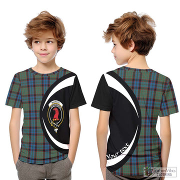 MacNicol Hunting Tartan Kid T-Shirt with Family Crest Circle Style