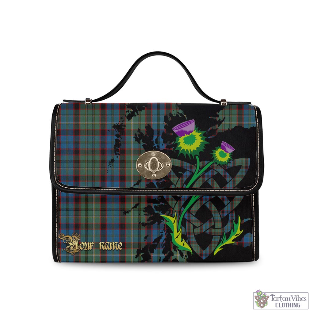 Tartan Vibes Clothing MacNicol Hunting Tartan Waterproof Canvas Bag with Scotland Map and Thistle Celtic Accents