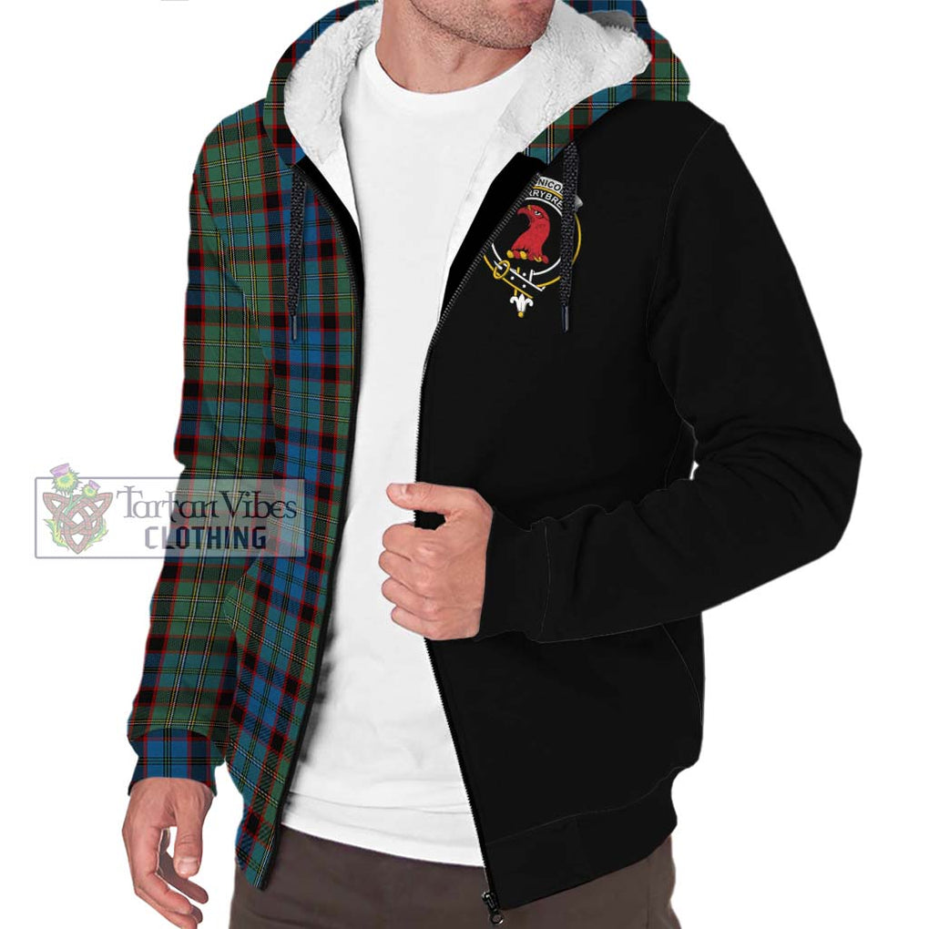 MacNicol Hunting Tartan Sherpa Hoodie with Family Crest and Half Of Me Style Unisex S - Tartanvibesclothing Shop