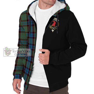 MacNicol Hunting Tartan Sherpa Hoodie with Family Crest and Half Of Me Style