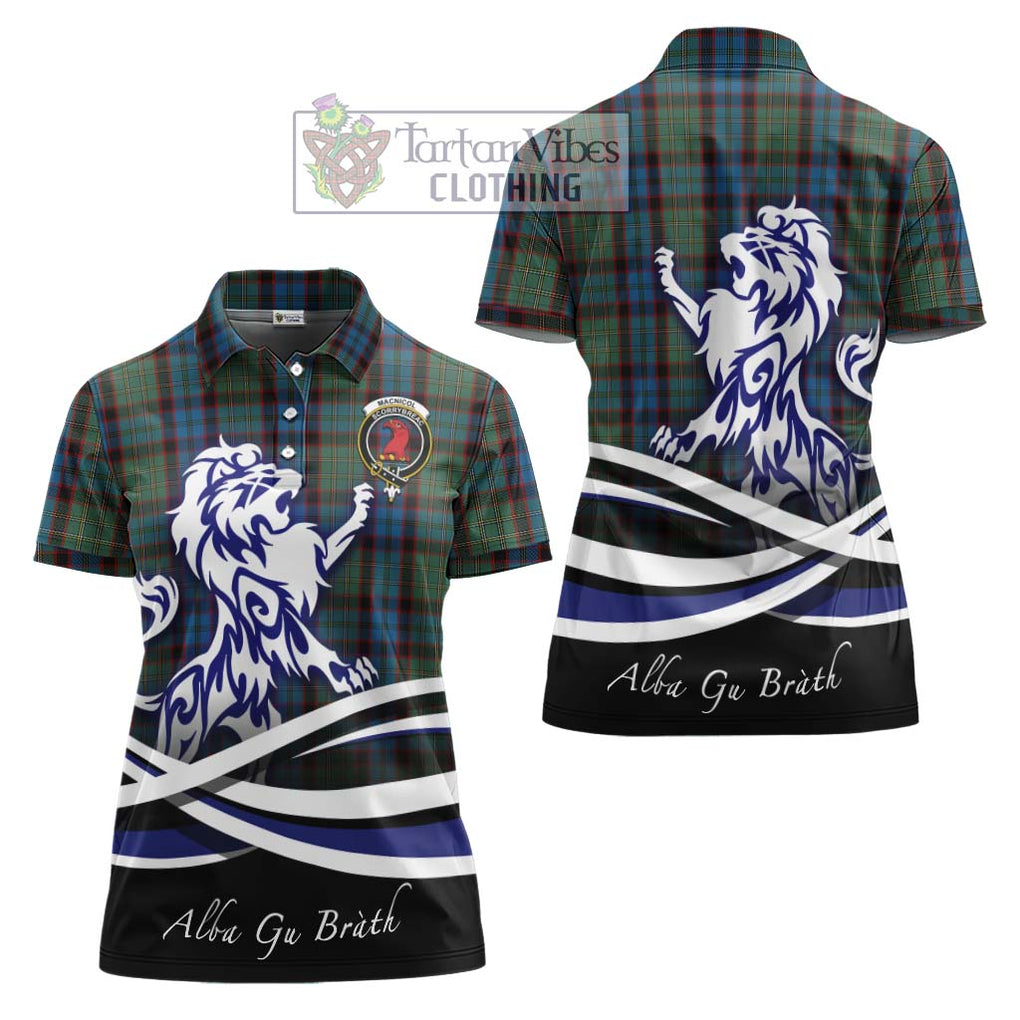 MacNicol Hunting Tartan Women's Polo Shirt with Alba Gu Brath Regal Lion Emblem Women - Tartanvibesclothing Shop