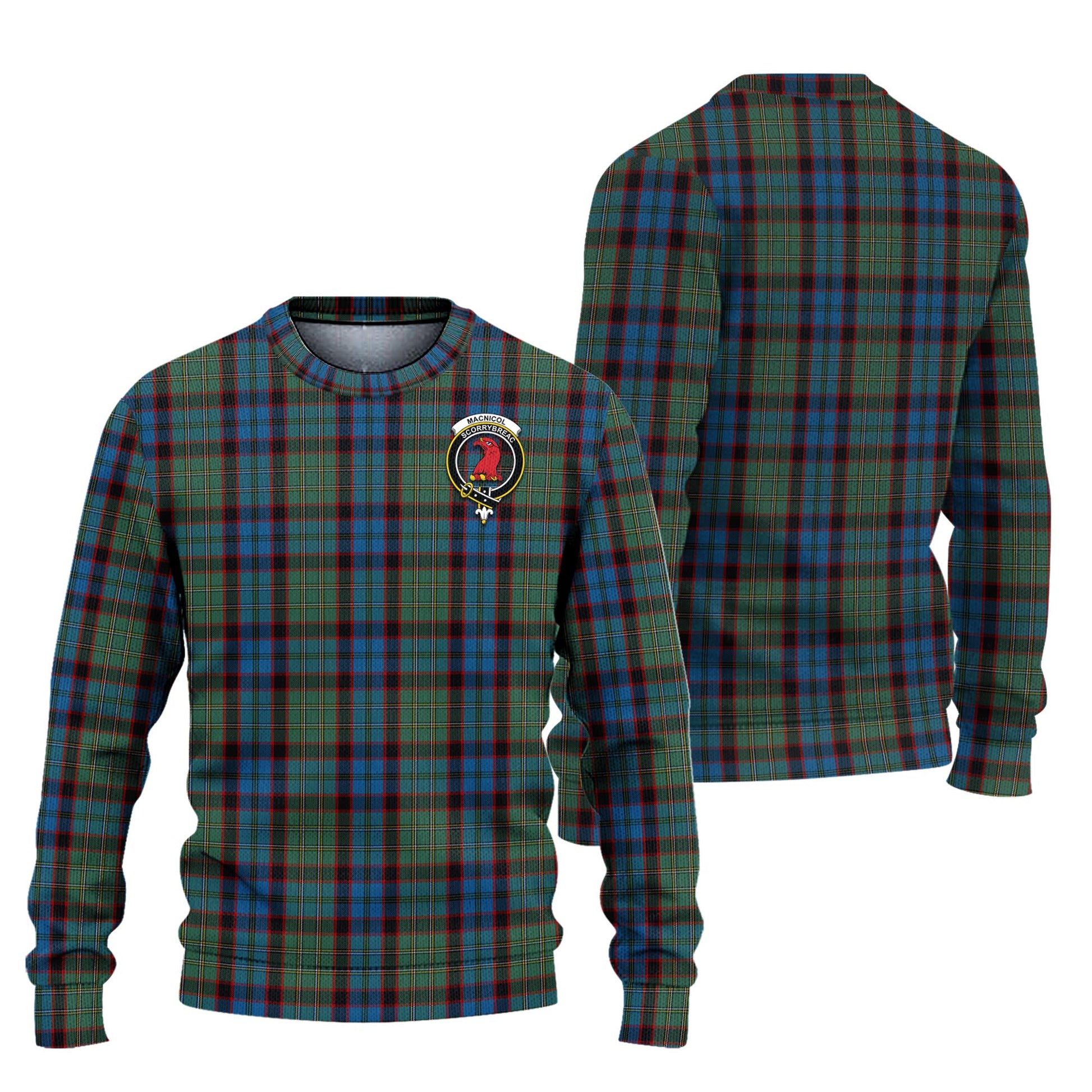 MacNicol Hunting Tartan Knitted Sweater with Family Crest Unisex - Tartanvibesclothing