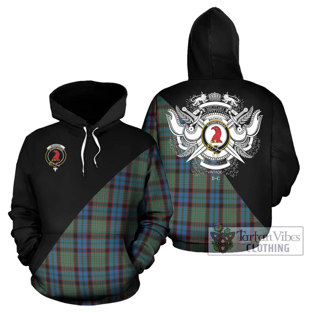 MacNicol Hunting Tartan Hoodie with Family Crest and Military Logo Style Zip Hoodie - Tartanvibesclothing Shop