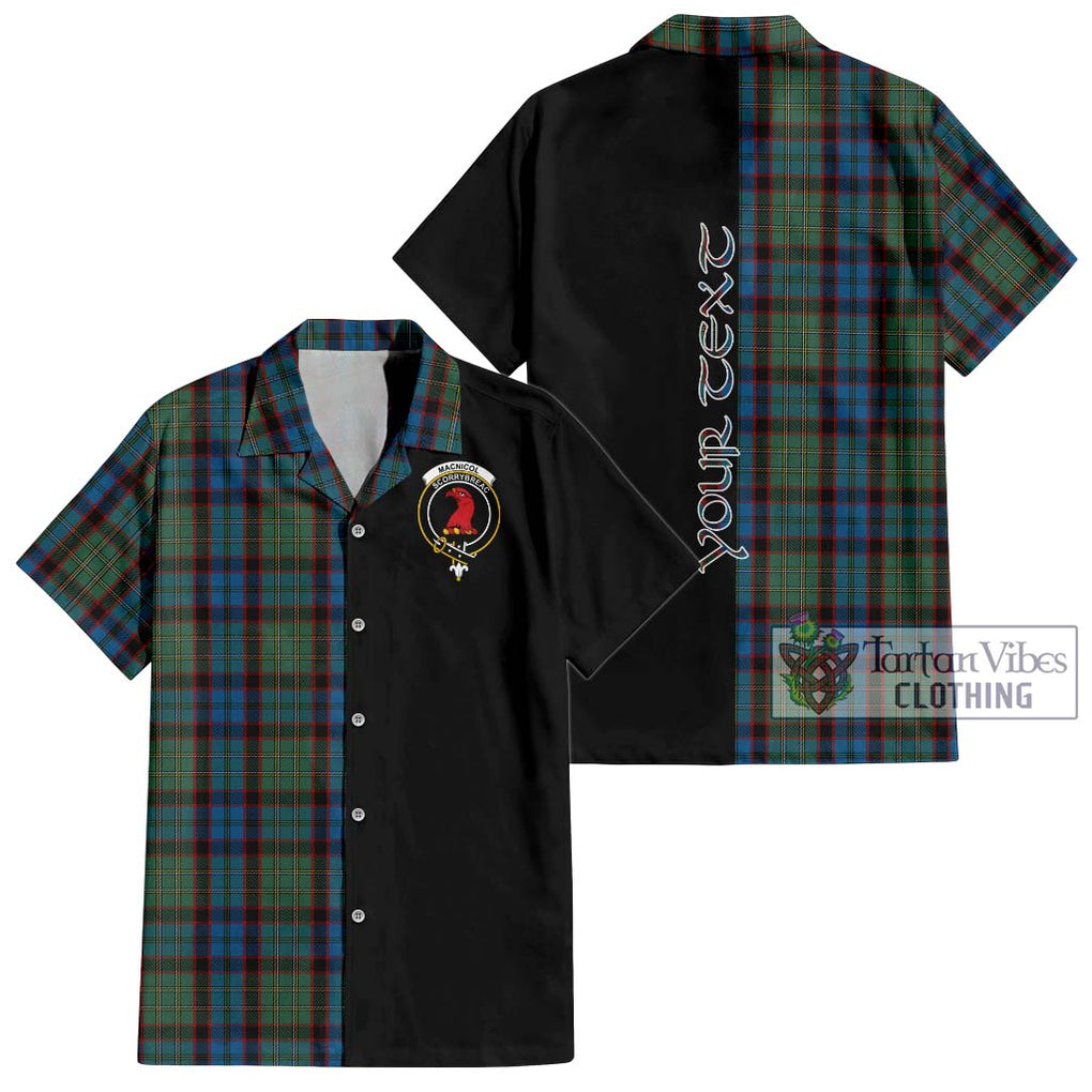 MacNicol Hunting Tartan Short Sleeve Button Shirt with Family Crest and Half Of Me Style Kid - Tartanvibesclothing Shop