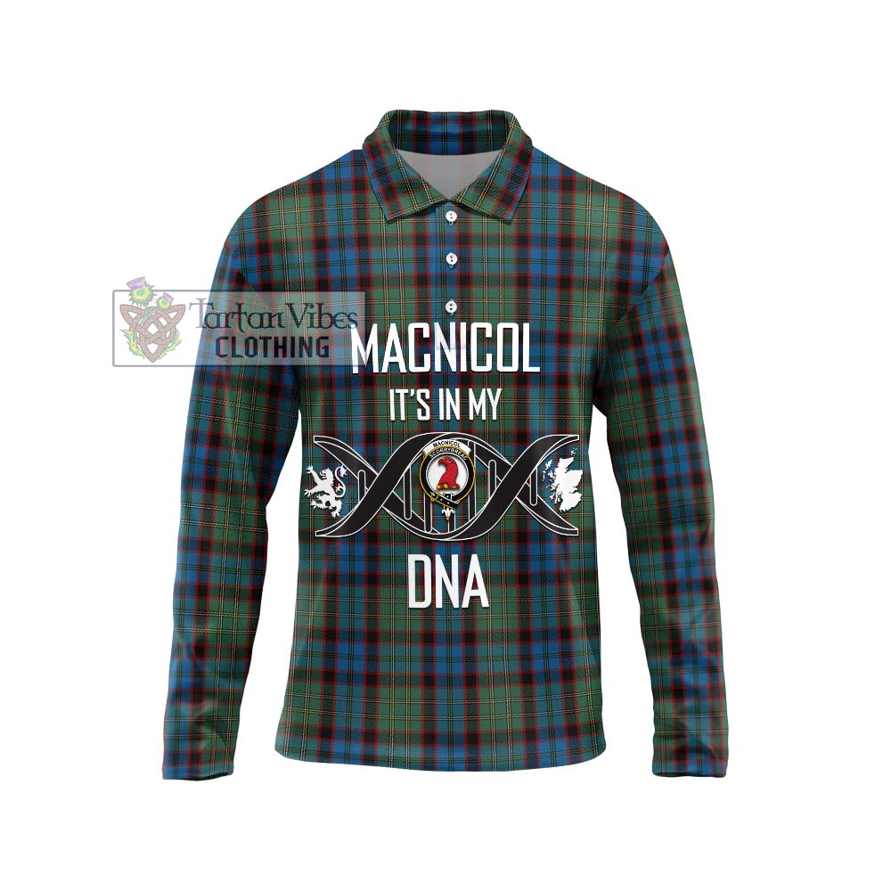 MacNicol Hunting Tartan Long Sleeve Polo Shirt with Family Crest DNA In Me Style Unisex - Tartanvibesclothing Shop