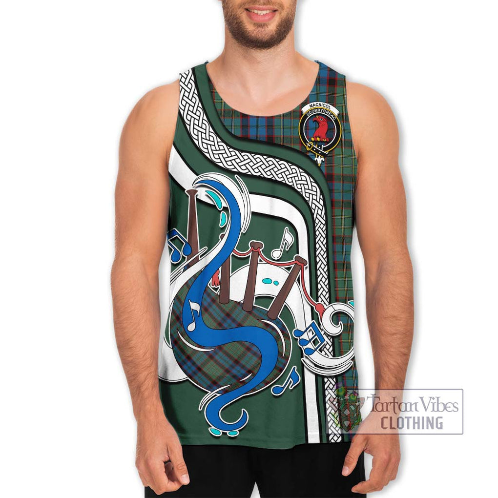 MacNicol Hunting Tartan Men's Tank Top with Epic Bagpipe Style Men - Tartanvibesclothing Shop