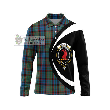 MacNicol Hunting Tartan Long Sleeve Polo Shirt with Family Crest Circle Style