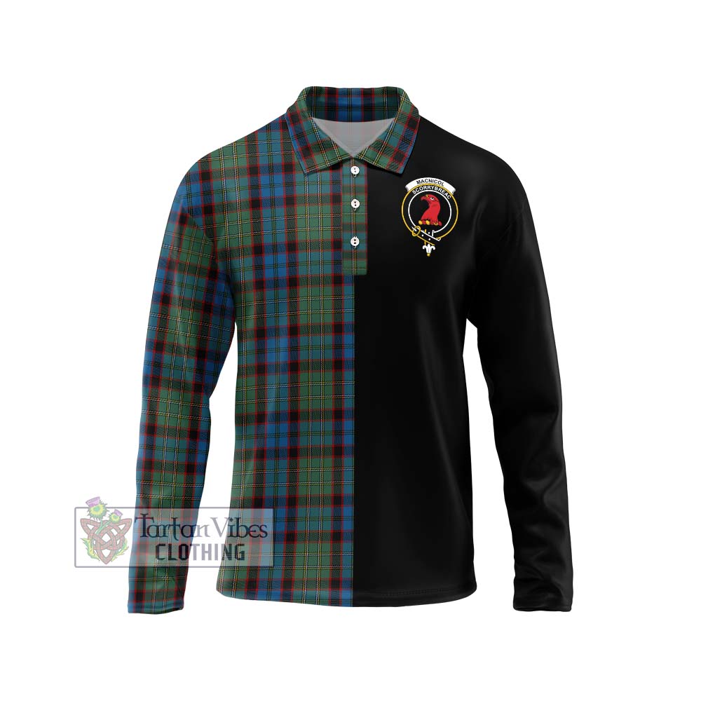 MacNicol Hunting Tartan Long Sleeve Polo Shirt with Family Crest and Half Of Me Style Unisex - Tartanvibesclothing Shop