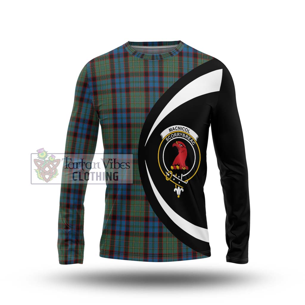 MacNicol Hunting Tartan Long Sleeve T-Shirt with Family Crest Circle Style Unisex - Tartan Vibes Clothing