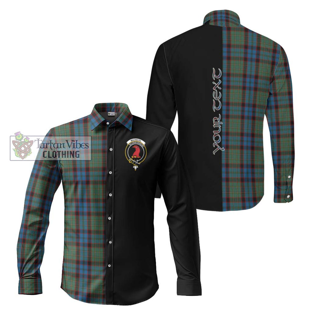 MacNicol Hunting Tartan Long Sleeve Button Shirt with Family Crest and Half Of Me Style Men's Shirt S - Tartanvibesclothing Shop