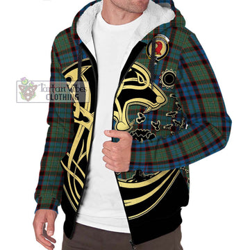 MacNicol Hunting Tartan Sherpa Hoodie with Family Crest Celtic Wolf Style