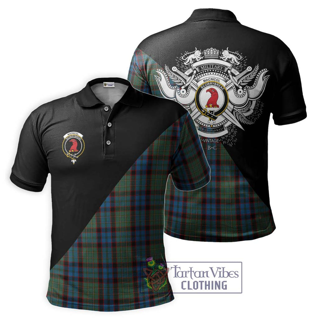 MacNicol Hunting Tartan Polo Shirt with Family Crest and Military Logo Style Kid - Tartanvibesclothing Shop