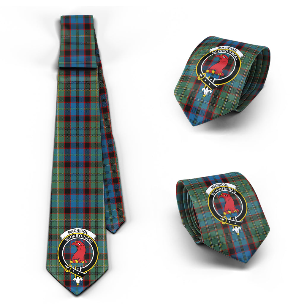 MacNicol Hunting Tartan Classic Necktie with Family Crest Necktie One Size - Tartan Vibes Clothing