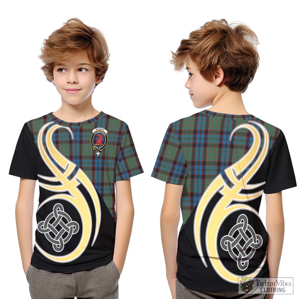 MacNicol Hunting Tartan Kid T-Shirt with Family Crest and Celtic Symbol Style Youth XL Size14 - Tartan Vibes Clothing