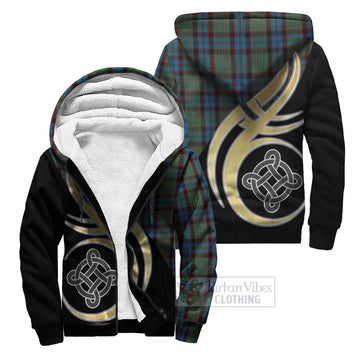 MacNicol Hunting Tartan Sherpa Hoodie with Family Crest and Celtic Symbol Style