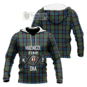 MacNicol Hunting Tartan Knitted Hoodie with Family Crest DNA In Me Style