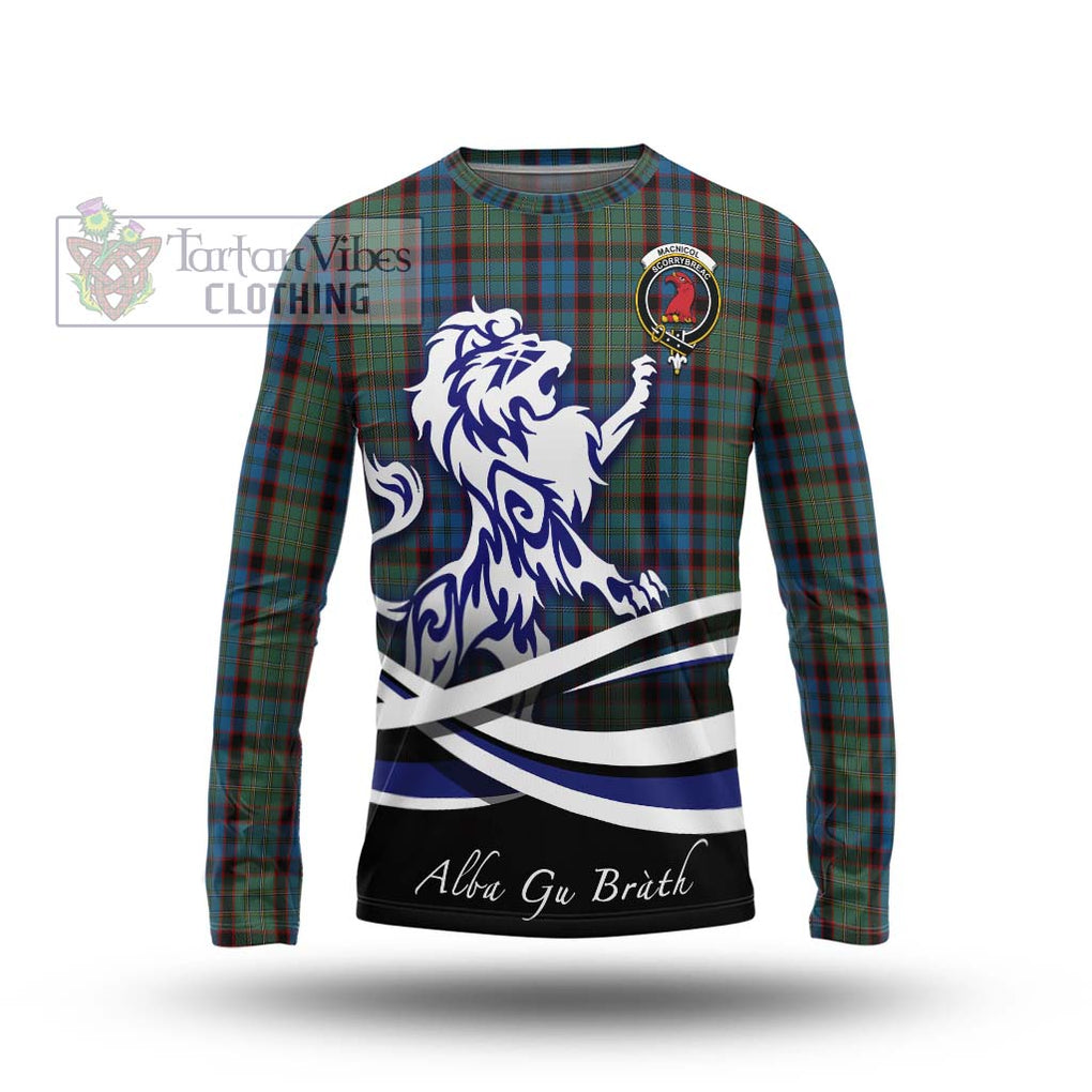 MacNicol Hunting Tartan Long Sleeve T-Shirt with Alba Gu Brath Regal Lion Emblem Unisex - Tartanvibesclothing Shop