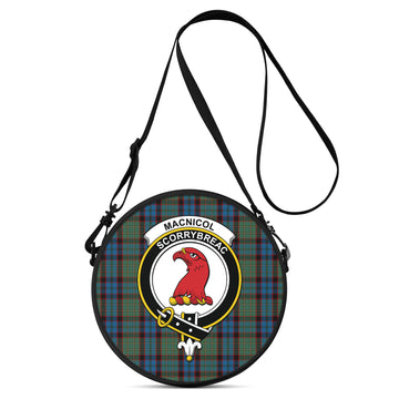 MacNicol Hunting Tartan Round Satchel Bags with Family Crest