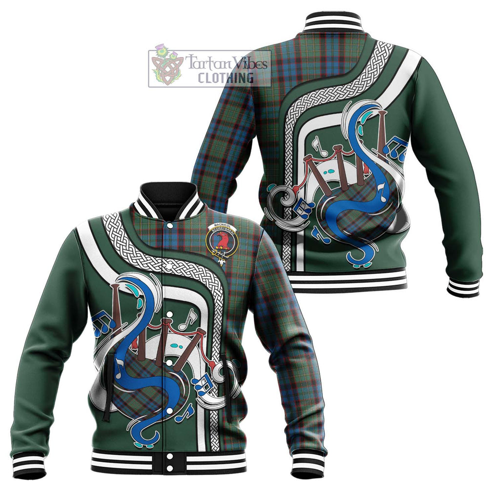 Tartan Vibes Clothing MacNicol Hunting Tartan Baseball Jacket with Epic Bagpipe Style