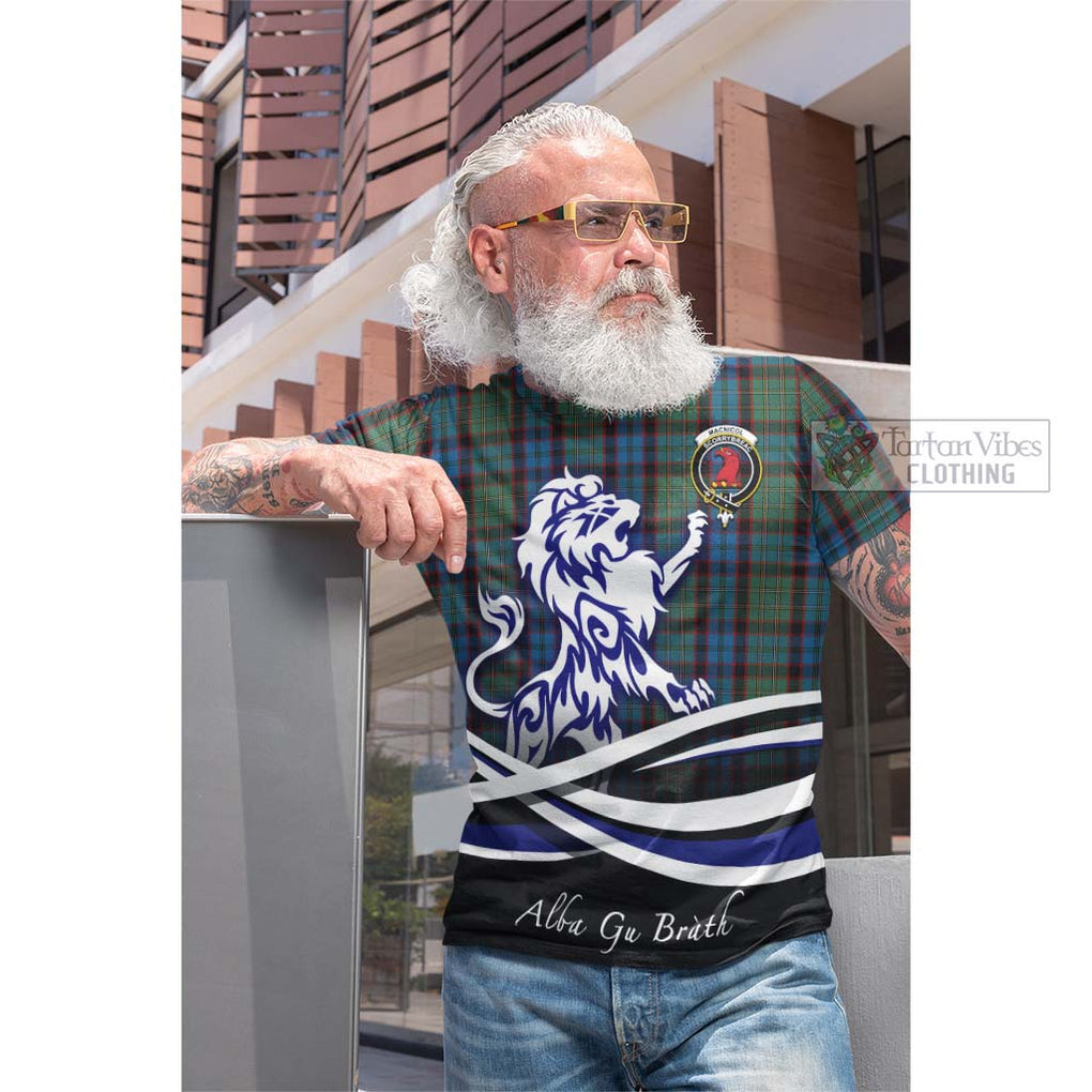 Tartan Vibes Clothing MacNicol Hunting Tartan Cotton T-shirt with Alba Gu Brath Regal Lion Emblem