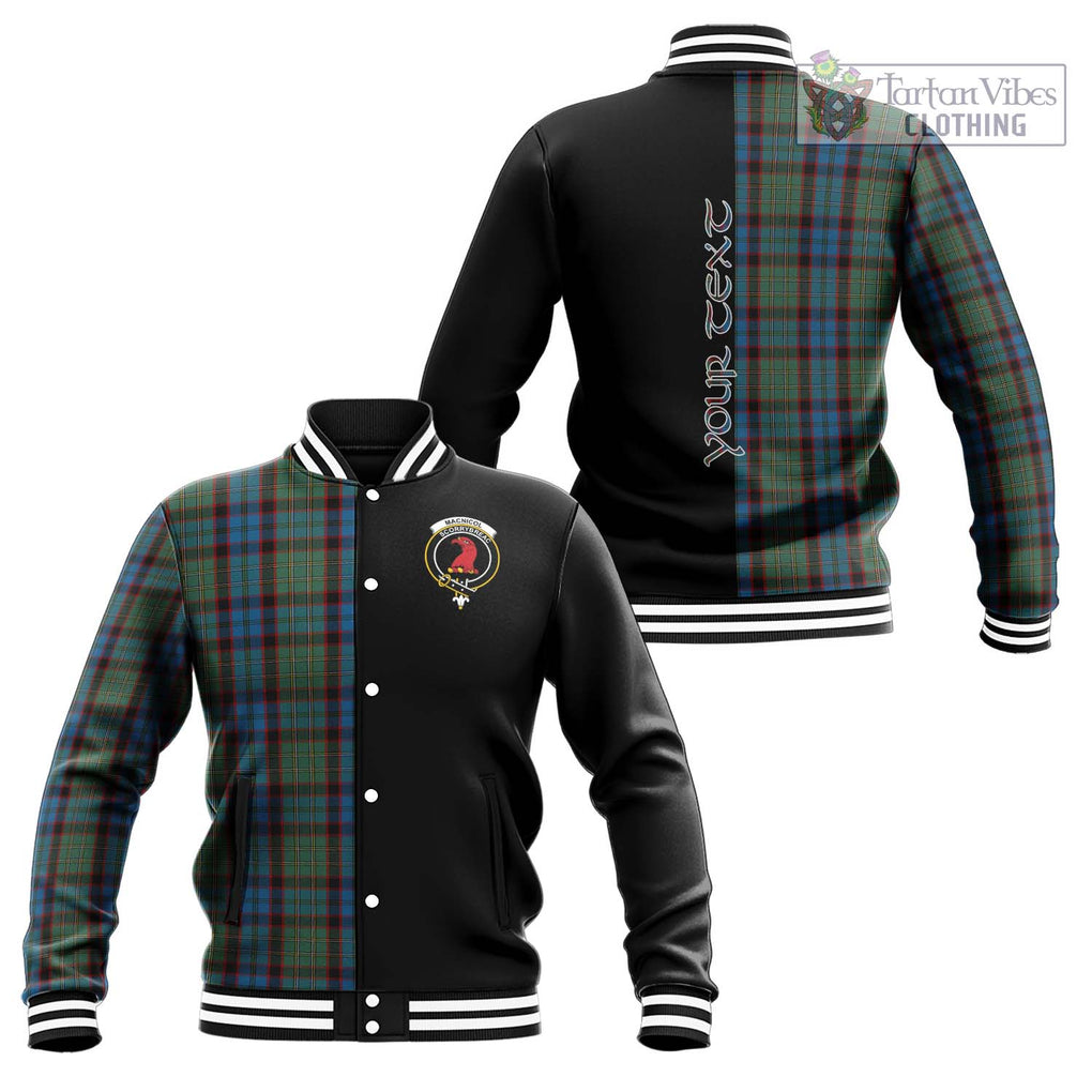 MacNicol Hunting Tartan Baseball Jacket with Family Crest and Half Of Me Style Unisex - Tartanvibesclothing Shop