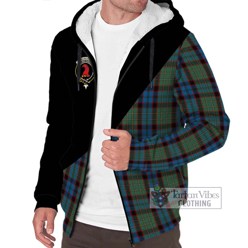 MacNicol Hunting Tartan Sherpa Hoodie with Family Crest and Military Logo Style Unisex S - Tartanvibesclothing Shop