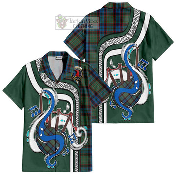 MacNicol Hunting Tartan Short Sleeve Button Shirt with Epic Bagpipe Style