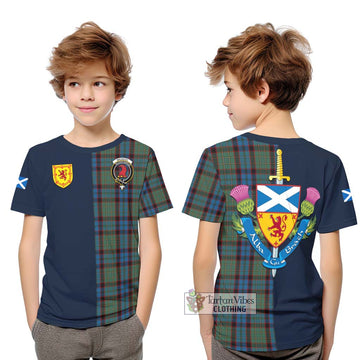 MacNicol Hunting Tartan Kid T-Shirt Alba with Scottish Lion Royal Arm Half Style