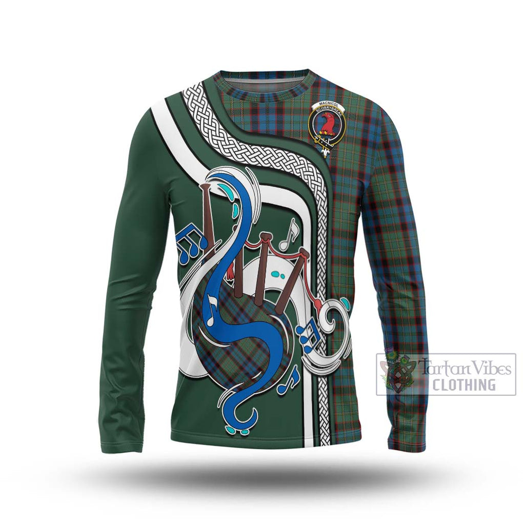 Tartan Vibes Clothing MacNicol Hunting Tartan Long Sleeve T-Shirt with Epic Bagpipe Style