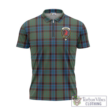 MacNicol Hunting Tartan Zipper Polo Shirt with Family Crest