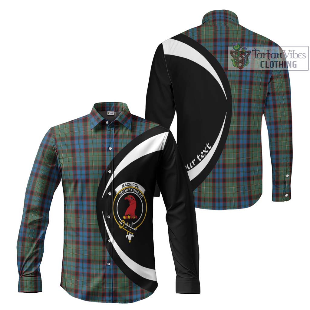 MacNicol Hunting Tartan Long Sleeve Button Up with Family Crest Circle Style Men's Shirt S - Tartan Vibes Clothing