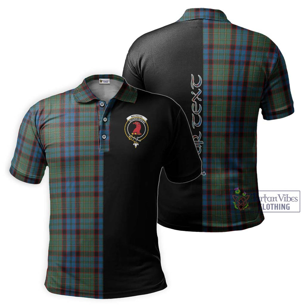 MacNicol Hunting Tartan Polo Shirt with Family Crest and Half Of Me Style Kid - Tartanvibesclothing Shop