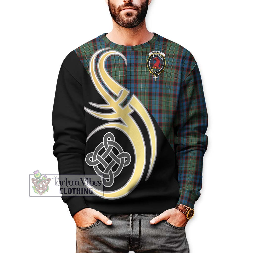 MacNicol Hunting Tartan Sweatshirt with Family Crest and Celtic Symbol Style Unisex - Tartan Vibes Clothing