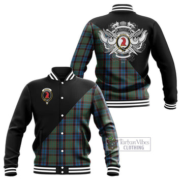 MacNicol Hunting Tartan Baseball Jacket with Family Crest and Military Logo Style