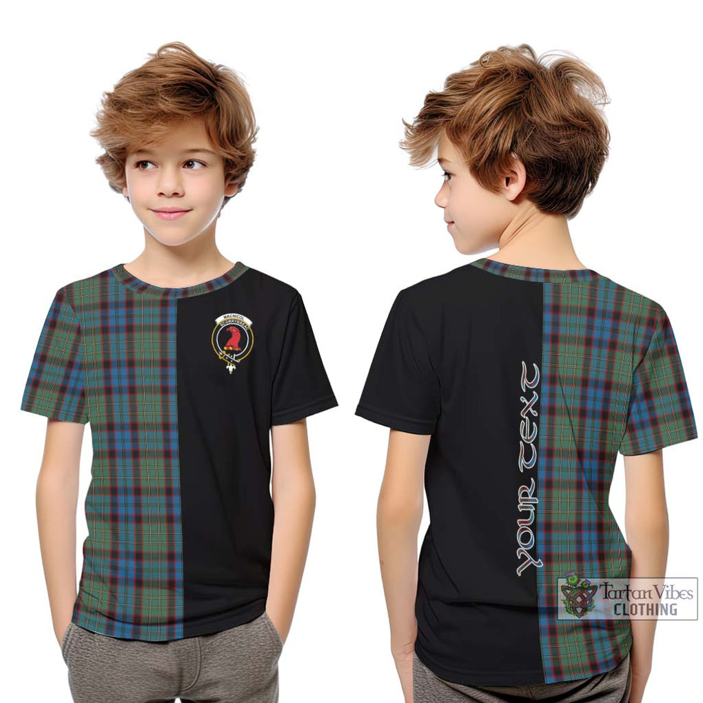 MacNicol Hunting Tartan Kid T-Shirt with Family Crest and Half Of Me Style Youth XL Size14 - Tartanvibesclothing Shop