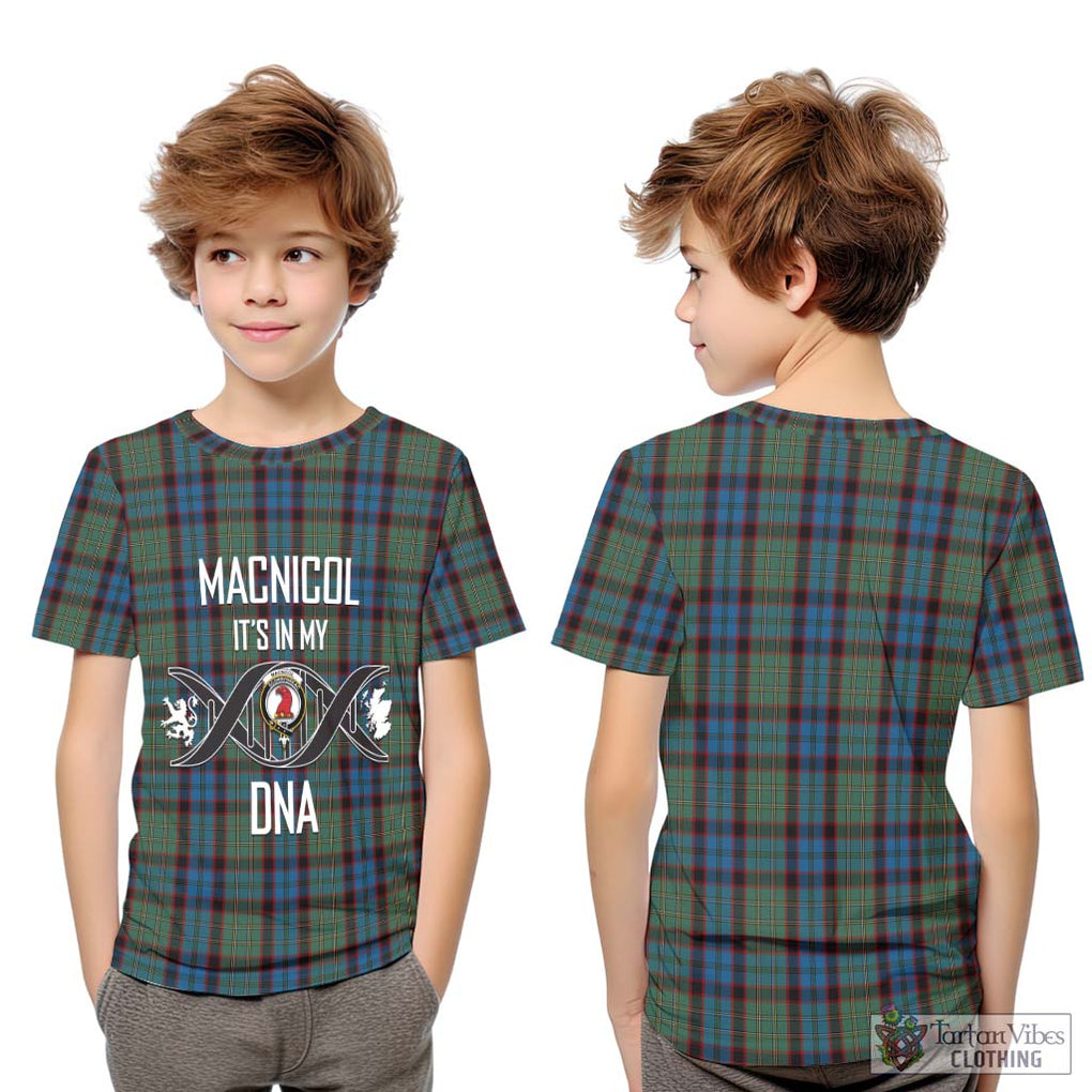 MacNicol Hunting Tartan Kid T-Shirt with Family Crest DNA In Me Style Youth XL Size14 - Tartanvibesclothing Shop