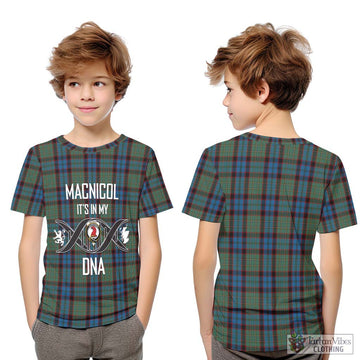 MacNicol Hunting Tartan Kid T-Shirt with Family Crest DNA In Me Style