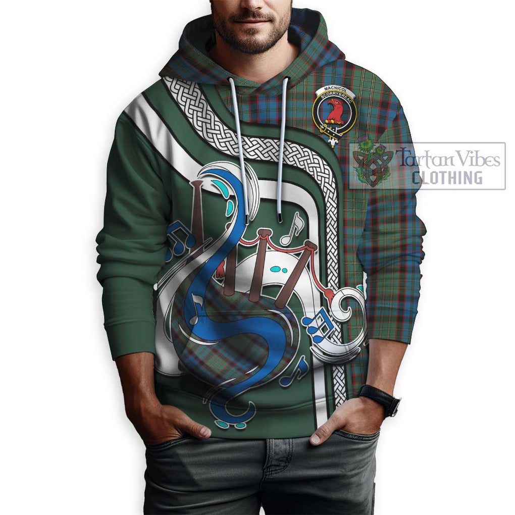 MacNicol Hunting Tartan Hoodie with Epic Bagpipe Style Zip Hoodie - Tartanvibesclothing Shop