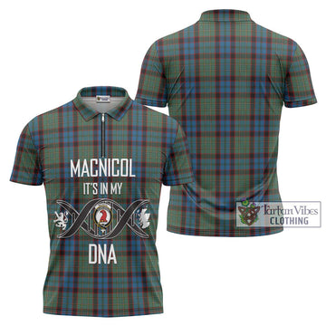 MacNicol Hunting Tartan Zipper Polo Shirt with Family Crest DNA In Me Style