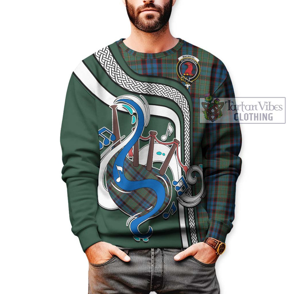 Tartan Vibes Clothing MacNicol Hunting Tartan Sweatshirt with Epic Bagpipe Style