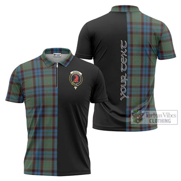 MacNicol Hunting Tartan Zipper Polo Shirt with Family Crest and Half Of Me Style